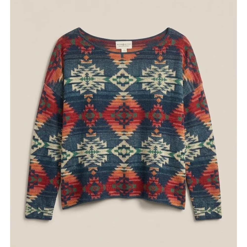 Ralph Lauren Denim & Supply Women M Western Colorful Sweater Boho Quality